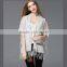 2016 latest design shawl summer hollow loose knit short-sleeved V-neck women fringed shawl