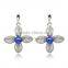 2016 Blue Color Fancy Design New Charm Fashion Crystal Rhinestone Leaf Flower Dangle Earrings