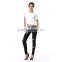 Women Fashion Round Neck Hollow Solid Short Crop Tops