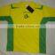 Custom Soccer Shirt made of 100% Polyester Micro Yarn Moisture Wicking fabric Yellow with Green fabric Inserts