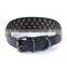 Adjustable Large Golden Studs Leather Pet Collar Harness For Pitbull