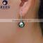 black perfect round tahitian pearls 9mm hoop earrings for women