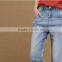 2015 Light color plus size Cropped denim pants