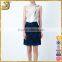 White and navy blue cotton blended embroidered lace women dress                        
                                                Quality Choice