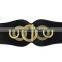 Ladies Classic Designed Fashion Black Elastic Pu Ribbon Waist Belt
