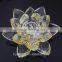 2016 crystal yellow glass lotus flower candle holder wholesale