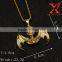 Stainless Steel Gold Plated Skull Death & S Head BAT Wing Men's Pendant