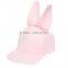 Wholesale 6 Panel Flat Brim Elastic Band Pink Cute Snapback Cap Funny Kid Hat With Rabbit Ear