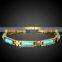 Fashion OL18K Real Gold Plated Prevent Radiation Strip-type Opal Turquoise Stone Copper Bracelets For Women's Arthritis