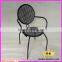 Round and Colorful Cheap outdoor Metal Dining Chair With Backrest and Armrest