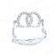Rhodium plating gemstone chain ring in 925 silver