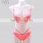 Wholesale ladies sexy comfortable breathable orange floral lace push up bust and bikini mature underwear set