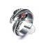 13MM Stainless steel vintage antiqued silver feather ring adjustable ring steam punk jewelry 6240014