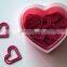 Plastic coated heart-shaped colorful paper clip with matched heart-shaped plastic box