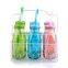 Mini Color Milk Bottles With Straw and Iron Frame