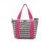 Fashion Black And White Lattice Double Layer Cotton Tote Bag,Wholesale Cheap Lunch Bag