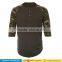 2016 Men's Custom logo running Jersey Shirt Casual Crew Neck 3/4 Sleeve Baseball raglan camo Tshirt