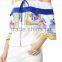 fashion design women printing ruffle tops cold shoulder saree blouse