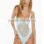 large size XL sexy girls women transparen deep v one piece thong swimwear