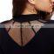 2017 OEM Super Stretchy Cool Sheer Cage Mock Neck Blouse Shopping