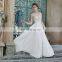 ED Fashion V Neck See Through Back Beaded Appliqued Long Chiffon Wedding Dress
