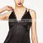 New Fashion Lady Sleep Strap Black Sexy Satin Long One Piece Dress