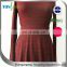 Women's Wine red Long sleeved waist dress