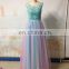 Colorful Tulle Beaded Rhinestones Open Back A-Line Mint Green Desinger Inspired With Real Photos Prom Dresses Long Evening Dress