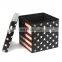 Customized Printing PVC leather multipurpose folding storage cube ottoman America USA flag