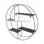 hot sale hanging round decorative four tier metal wall shelf rack for living room