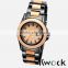 2014 vogue lady watch metal and wooden case and bracelet with Japan quartz date movt and water proof function