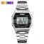 SKMEI 1328 Men's Fashion Stainless Steel Band Digital Movement Alarm Clock Noctilucent Digital Wrist Watch