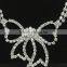 New Arrivals wedding Silver bowknot Crystal Bridal Choker Necklace Earring Jewelry Set