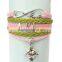 Newest AKA Wrap Bracelet Leaf Alpha Kappaa Alpha AKA Heart Pink Green Custom leather bracelet