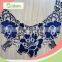 Beautiful mesh flower pattern elegant royal blue 3D collar lace                        
                                                                                Supplier's Choice