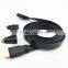 Gold plated hdmi cable 1.5m black flat hdmi to mini+micro+hdmi displayport 3 in 1 converter cable