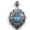 925 sterling silver sky blue topaz gemstone pendant with 18k gold accents