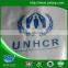 white tarpaulin printing with UNHCR