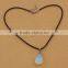 17x24mm 3mm With Waxed Linen Cord & Brass Sea Opal Necklace