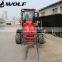 WOLF 0.4m3, 0.5m3, 0.6m3 bucket capacity mini wheel loader ZL10 with various attachments