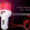 New style dual usb car charger, rose led quick charger 2.0 car charger, 2 port usb