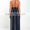 2016 new design maxi dress womens printed black long maxi dress with blank back