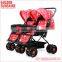 Functional Top Quality Double Baby Stroller with Big Shopping Bag