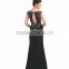 Elegant Fairytale Illusion Evening Gown Sexy High Neck Sweep Train Spandex cotton Evening Dress With Beading Flowers Split Front