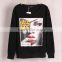 Black White Print Hoodies Women Loose Sweatshirts Pullovers Top Jumper