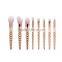 8pcs vacuum coating metal bling rose gold makeup brush wholesale