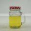 wholesale 400ml glass mason jar with handle and metal lid ,paper straw