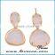 Brass frame material single stone earring designs glass stone earrings