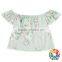 Cheap Baby Girl Blue Floral Flutter Sleeve Off The Shoulder Top