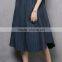 summer new style women clothing middle and maxi a line cotton linen stripe loose sleeveless dress